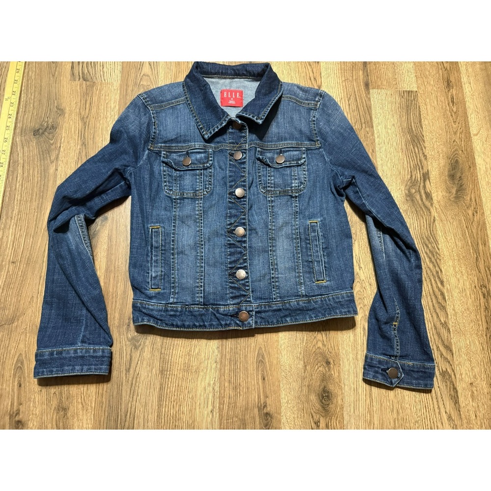 Elle Jacket, Youth Girls Size Medium Blue Jean Jacket Button Up Pockets